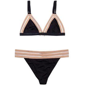 Beach Bunny Sheer Addiction Ruched Swim Bottom Black XL